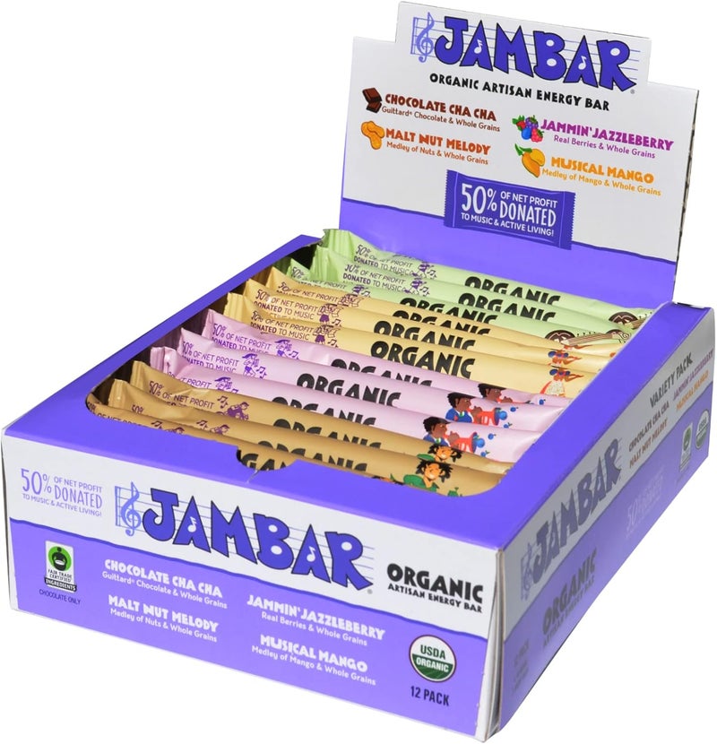 JAMBAR Organic Artisan Energy Bar - Variety Pack (12 Bars) - Image 1